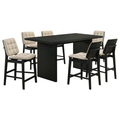 Decker Cream/Black 7-piece 70-inch Rectangular Counter Height Dining Set - Ornate Home