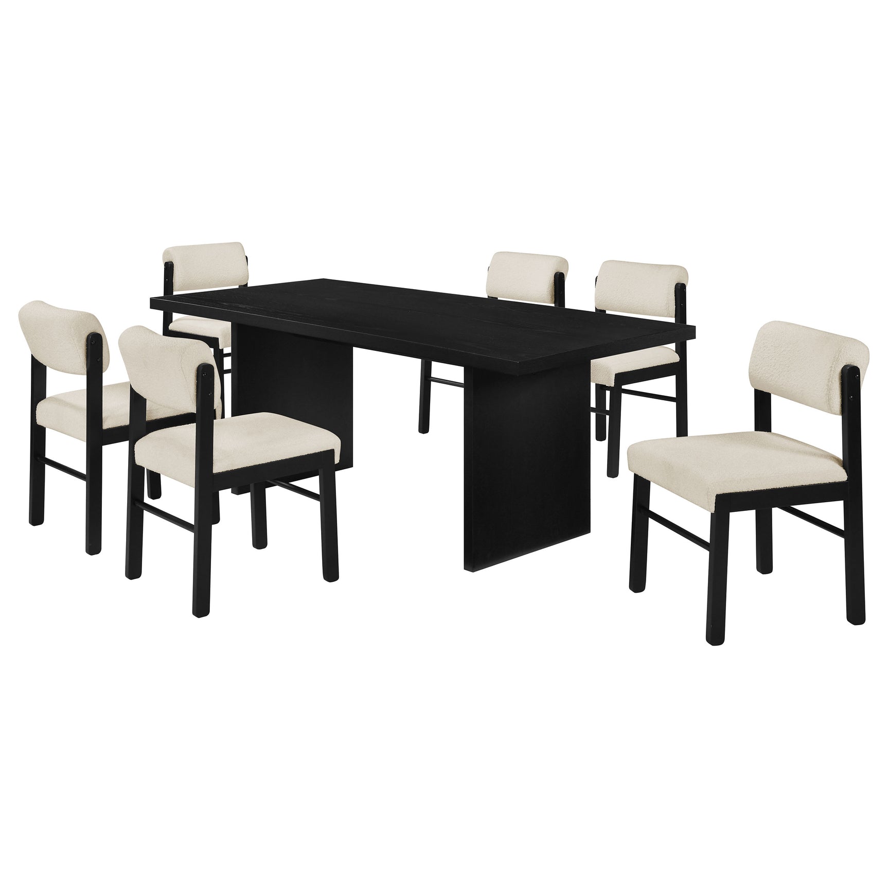 Decker Cream/Black 7-piece 82-inch Rectangular Dining Set - Ornate Home