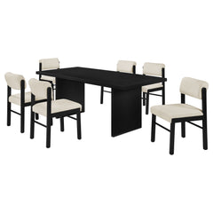 Decker Cream/Black 7-piece 82-inch Rectangular Dining Set - Ornate Home