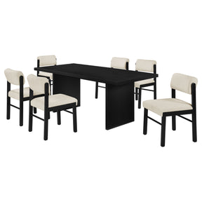 Decker Cream/Black 7-piece 82-inch Rectangular Dining Set - Ornate Home
