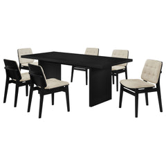Decker Cream/Black 7-piece 82-inch Rectangular Dining Set - Ornate Home