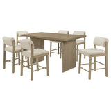 Decker Cream/Natural Oak 7-piece 70-inch Rectangular Counter Height Dining Set - Ornate Home