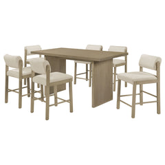Decker Cream/Natural Oak 7-piece 70-inch Rectangular Counter Height Dining Set - Ornate Home
