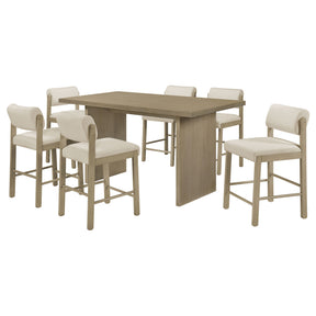 Decker Cream/Natural Oak 7-piece 70-inch Rectangular Counter Height Dining Set - Ornate Home