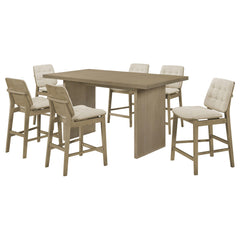 Decker Cream/Natural Oak 7-piece 70-inch Rectangular Counter Height Dining Set - Ornate Home