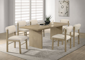 Decker Cream/Natural Oak 7-piece 82-inch Rectangular Dining Set - Ornate Home