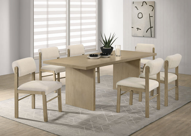 Decker Cream/Natural Oak 7-piece 82-inch Rectangular Dining Set - Ornate Home