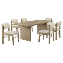 Decker Cream/Natural Oak 7-piece 82-inch Rectangular Dining Set - Ornate Home