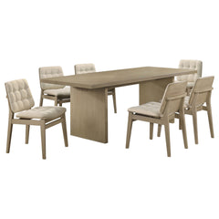 Decker Cream/Natural Oak 7-piece 82-inch Rectangular Dining Set - Ornate Home