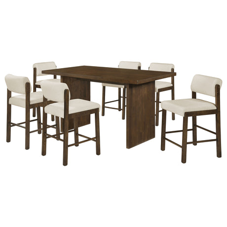 Decker Cream/Walnut 7-piece 70-inch Rectangular Counter Height Dining Set - Ornate Home