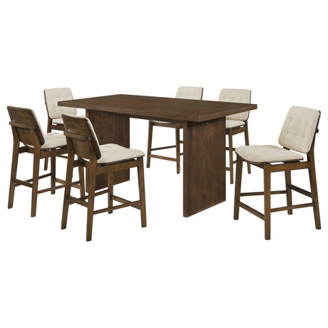Decker Cream/Walnut 7-piece 70-inch Rectangular Counter Height Dining Set - Ornate Home