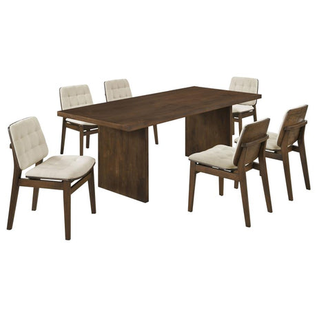 Decker Cream/Walnut 7-piece 82-inch Rectangular Dining Set - Ornate Home