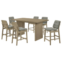 Decker Grey/Natural Oak 7-piece 70-inch Rectangular Counter Height Dining Set - Ornate Home
