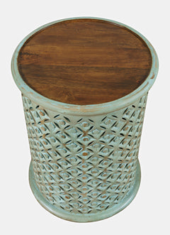 Decker Turquoise Large Drum Table - Ornate Home