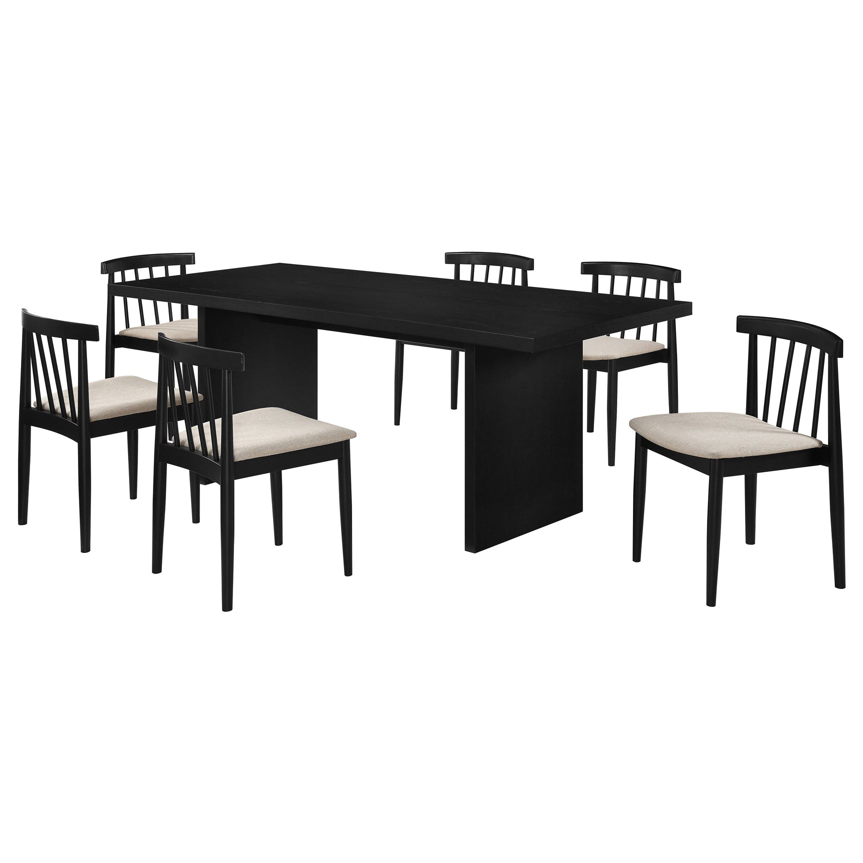 Decker Wheat/Black 7-piece 82-inch Rectangular Dining Set - Ornate Home