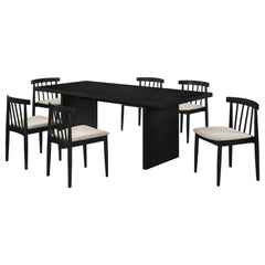 Decker Wheat/Black 7-piece 82-inch Rectangular Dining Set - Ornate Home