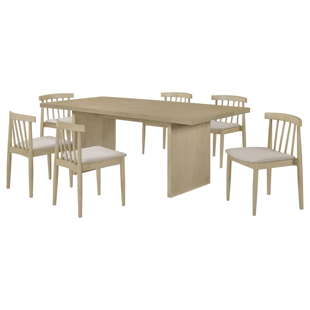 Decker Wheat/Natural Oak 7-piece 82-inch Rectangular Dining Set - Ornate Home