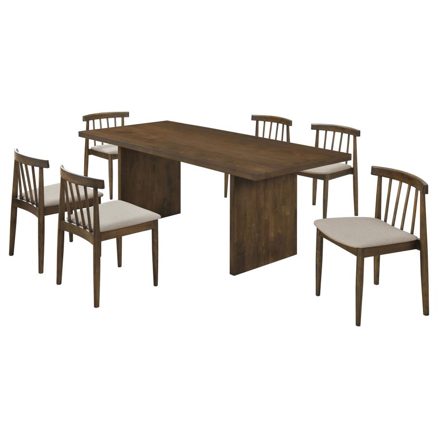 Decker Wheat/Walnut 7-piece 82-inch Rectangular Dining Set - Ornate Home