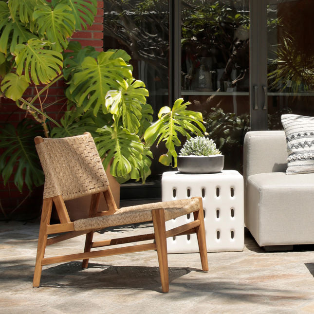 Decker White Outdoor Side Table - Ornate Home