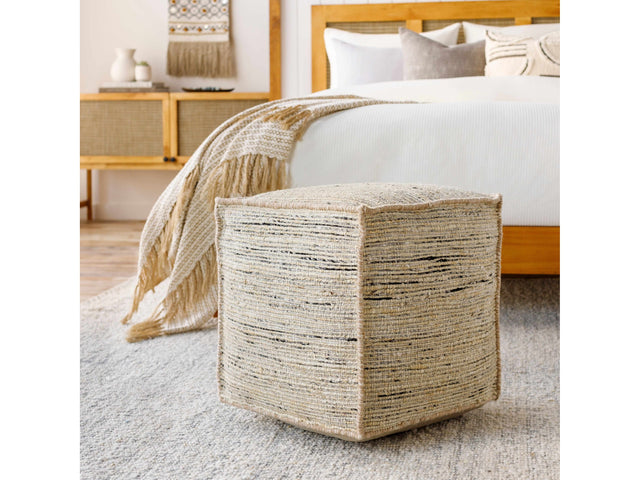 Deckers Rustic Striped Rectangular Pouf - Ornate Home