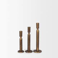 Declan Antiqued Brass Cast Metal Taper Candle Holder
