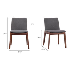 Deco Dark Grey/Natural Walnut Dining Chair (Set of 2) - Ornate Home