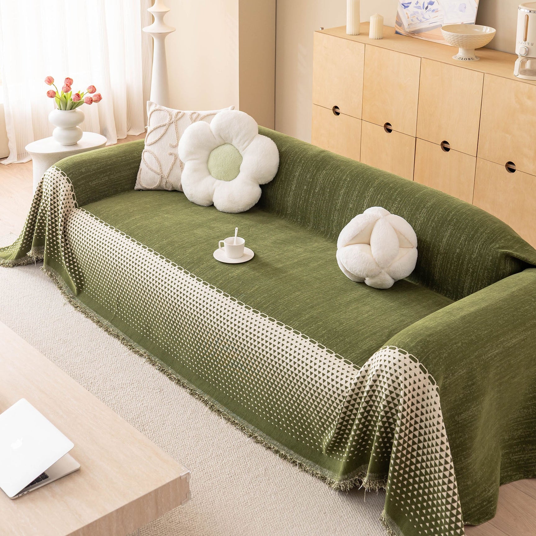 Decorative Couch Throw Cover, Washable Boho Couch Blanket Protector for Dogs, Cats - Ornate Home