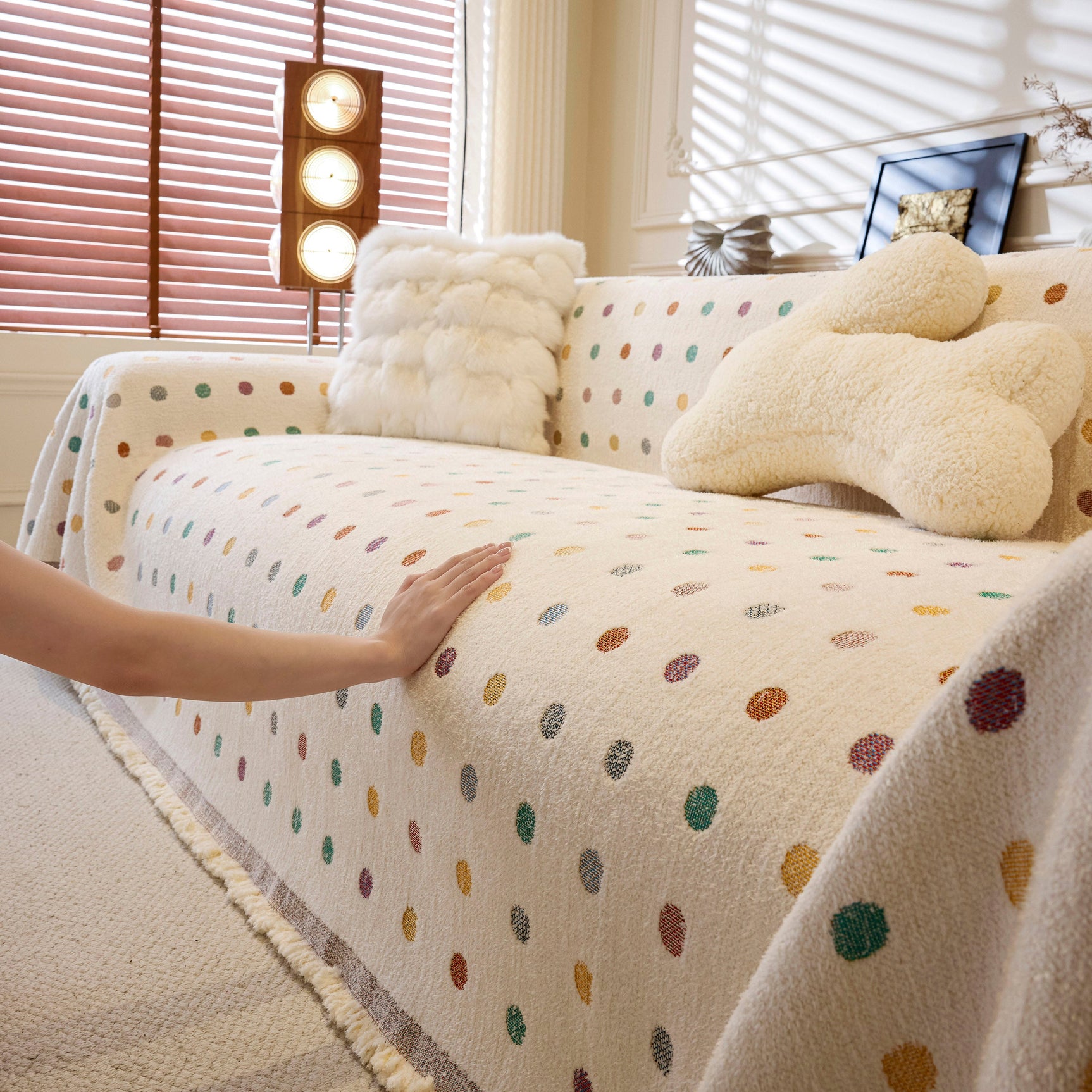Decorative Plush Textured Woven Sofa Cover Throw, Cozy Soft Couch Protector Blanket - Ornate Home