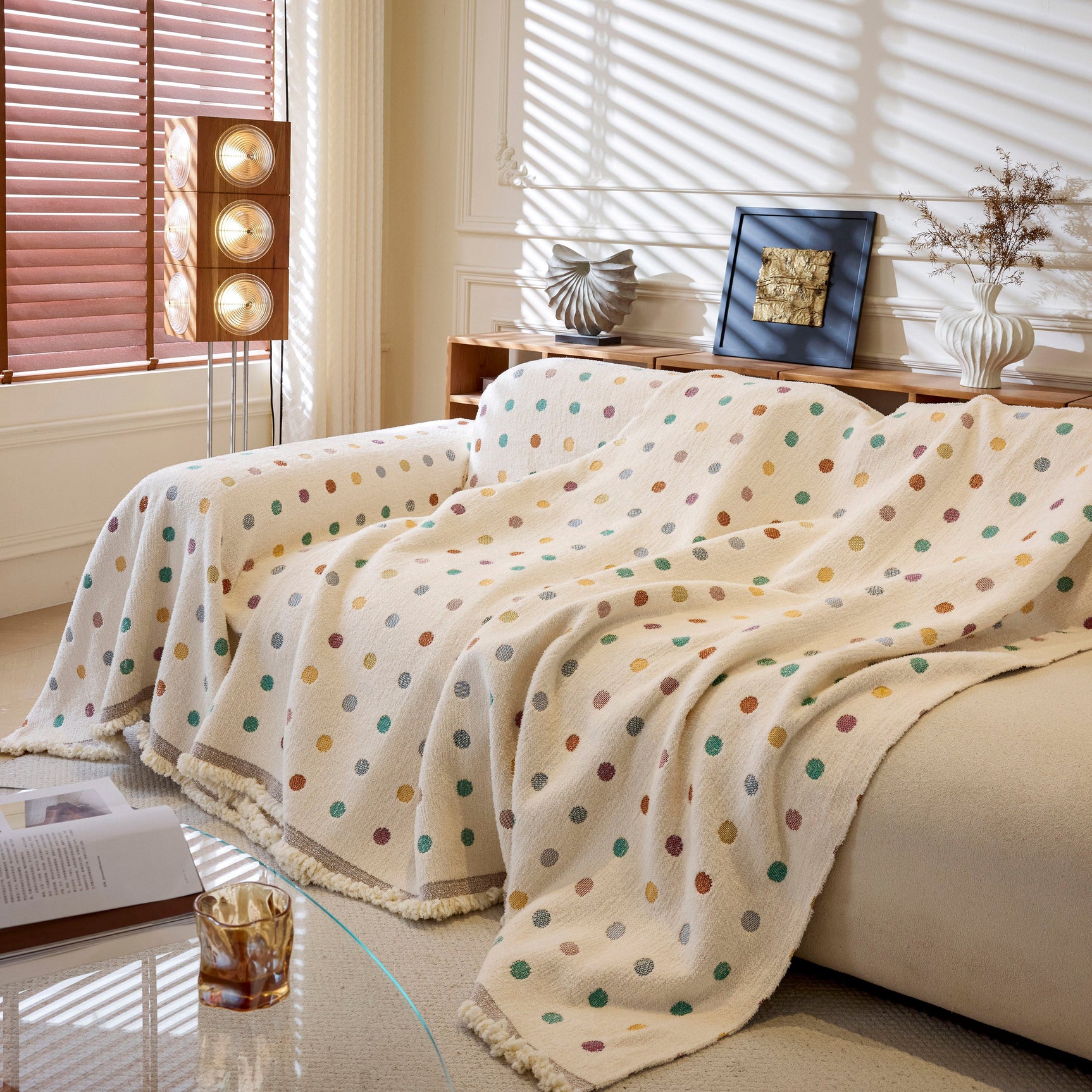 Decorative Plush Textured Woven Sofa Cover Throw, Cozy Soft Couch Protector Blanket - Ornate Home
