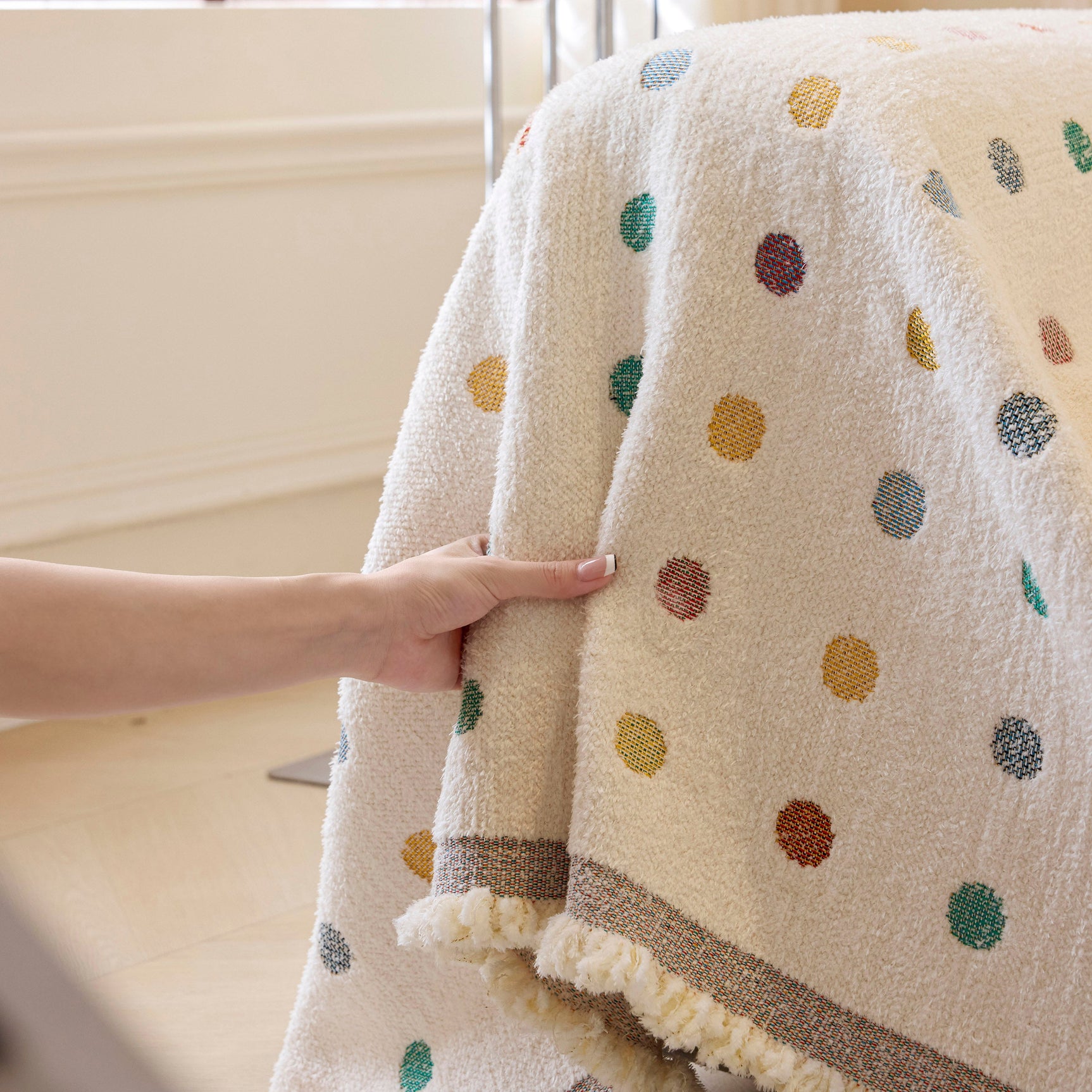 Decorative Plush Textured Woven Sofa Cover Throw, Cozy Soft Couch Protector Blanket - Ornate Home