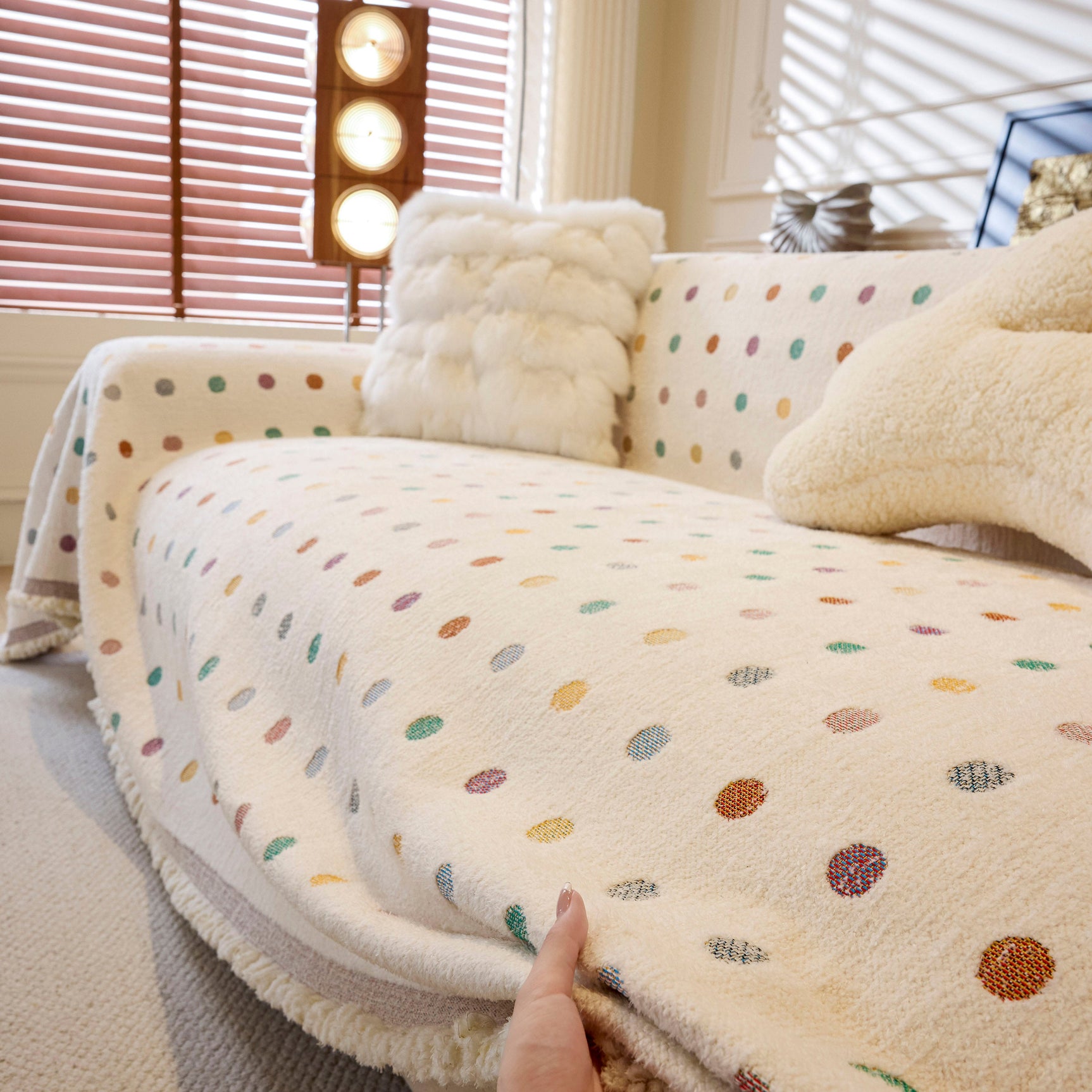 Decorative Plush Textured Woven Sofa Cover Throw, Cozy Soft Couch Protector Blanket - Ornate Home