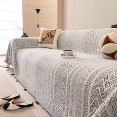 Decorative Slipcover for Pets, Kids, Boho Woven Couch Cover Throw Blanket with Tassel - Ornate Home