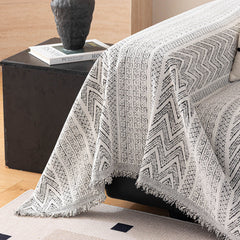 Decorative Slipcover for Pets, Kids, Boho Woven Couch Cover Throw Blanket with Tassel - Ornate Home