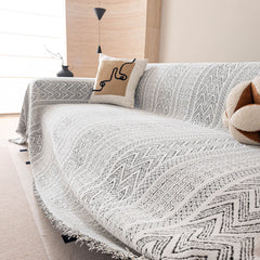 Decorative Slipcover for Pets, Kids, Boho Woven Couch Cover Throw Blanket with Tassel - Ornate Home