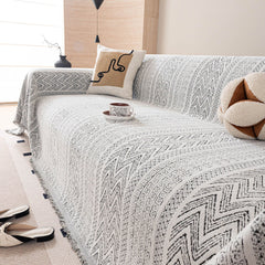 Decorative Slipcover for Pets, Kids, Boho Woven Couch Cover Throw Blanket with Tassel - Ornate Home