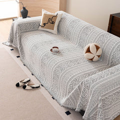Decorative Slipcover for Pets, Kids, Boho Woven Couch Cover Throw Blanket with Tassel - Ornate Home