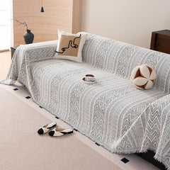 Decorative Slipcover for Pets, Kids, Boho Woven Couch Cover Throw Blanket with Tassel - Ornate Home