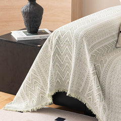 Decorative Slipcover for Pets, Kids, Boho Woven Couch Cover Throw Blanket with Tassel - Ornate Home