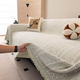 Decorative Slipcover for Pets, Kids, Boho Woven Couch Cover Throw Blanket with Tassel - Ornate Home