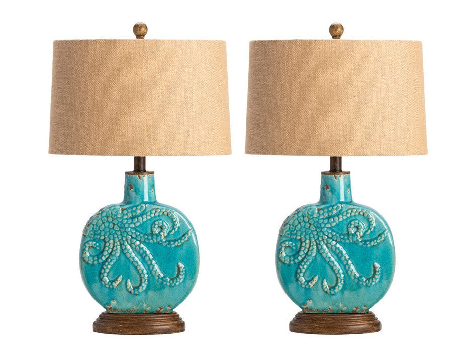 Deep Ocean Blue Table Lamp (Set of 2) - Ornate Home