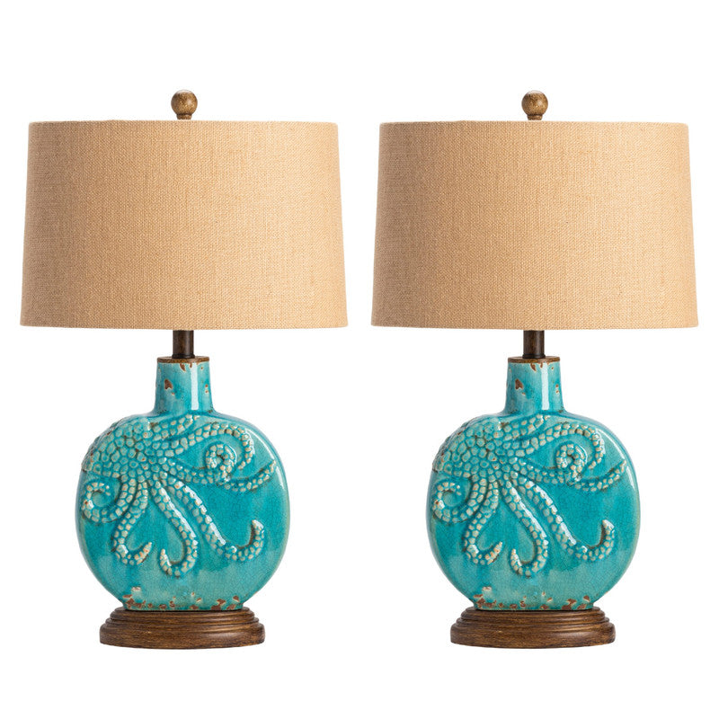 Deep Ocean Blue Table Lamp (Set of 2) - Ornate Home