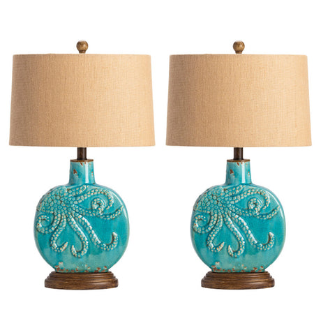 Deep Ocean Blue Table Lamp (Set of 2) - Ornate Home