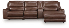 DeepWakes Canyon 4-Piece Reclining Sectional with Chaise and Storage Console - Ornate Home