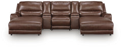 DeepWakes Canyon 5-Piece Reclining Sectional with Double Chaise and Storage Consoles - Ornate Home