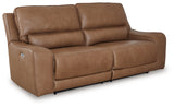 DeepWakes Caramel 2 Seat Power Reclining Sofa ADJ HDREST (Online Special Price) - Ornate Home