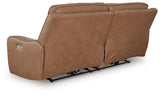 DeepWakes Caramel 2 Seat Power Reclining Sofa ADJ HDREST (Online Special Price) - Ornate Home