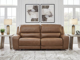 DeepWakes Caramel 2 Seat Power Reclining Sofa ADJ HDREST - Ornate Home