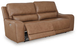 DeepWakes Caramel 2 Seat Power Reclining Sofa ADJ HDREST - Ornate Home