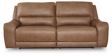 DeepWakes Caramel 2 Seat Power Reclining Sofa ADJ HDREST - Ornate Home