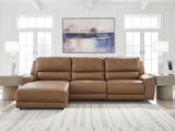 DeepWakes Caramel 3-Piece Reclining LAF Sofa Chaise - Ornate Home